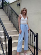 Pantalones anchos con cordón